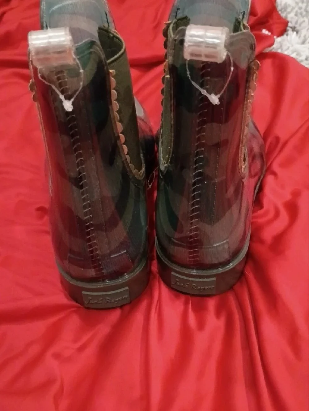 Jack Rogers Glossy Green Camo Chelsea Booties